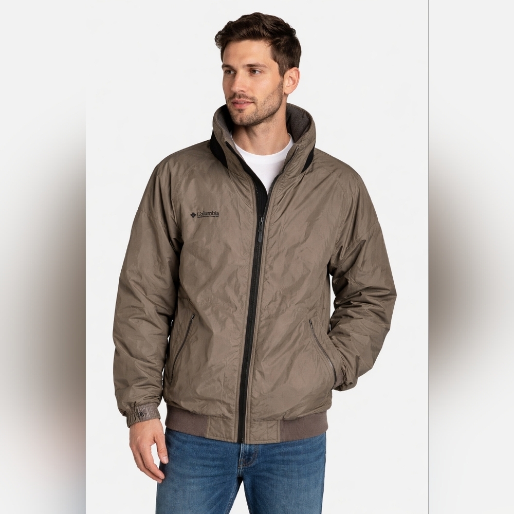 Columbia Olive Green Fleece Lined Bomber Jacket Winter Coat